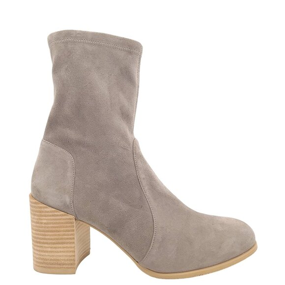 NEW Stuart Weitzman Sock Bootie Womens 10.5 Wide Gray Suede Stretch Designer - Picture 1 of 12